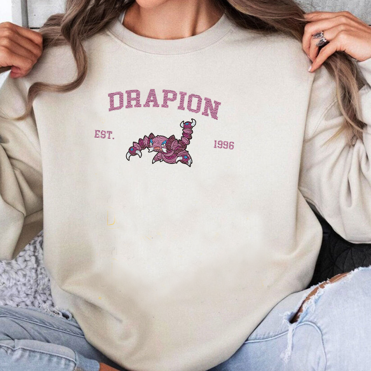 Drapion Adorable Anime-Themed Embroidered T-Shirt,Crewneck,Hoodie-Trendy Versatile and a Thoughtful Gift for Friends,H-C-1212