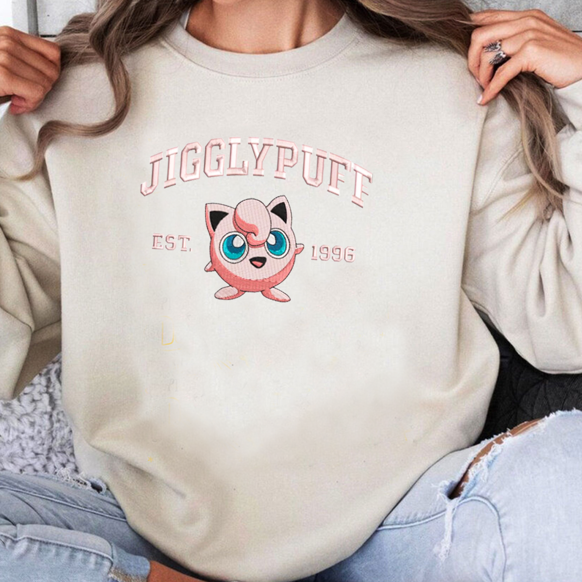 Jigglypuff Adorable Anime-Themed Embroidered T-Shirt,Crewneck,Hoodie-Trendy Versatile and a Thoughtful Gift for Friends,H-C-722