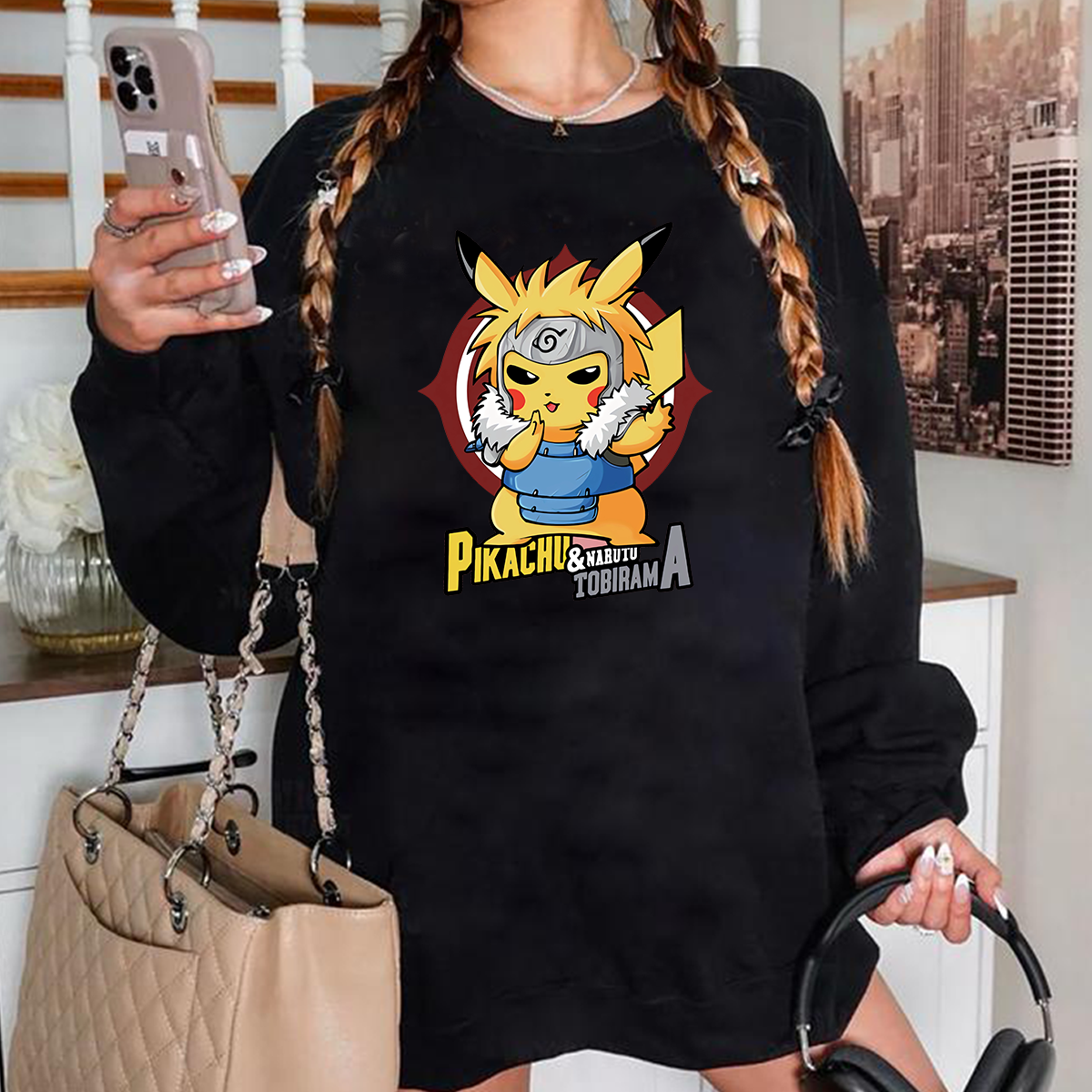 Pikachu And Naruto Tobirama Pokémon Unisex T-Shirt,Crewneck,Hoodie,H-C-808