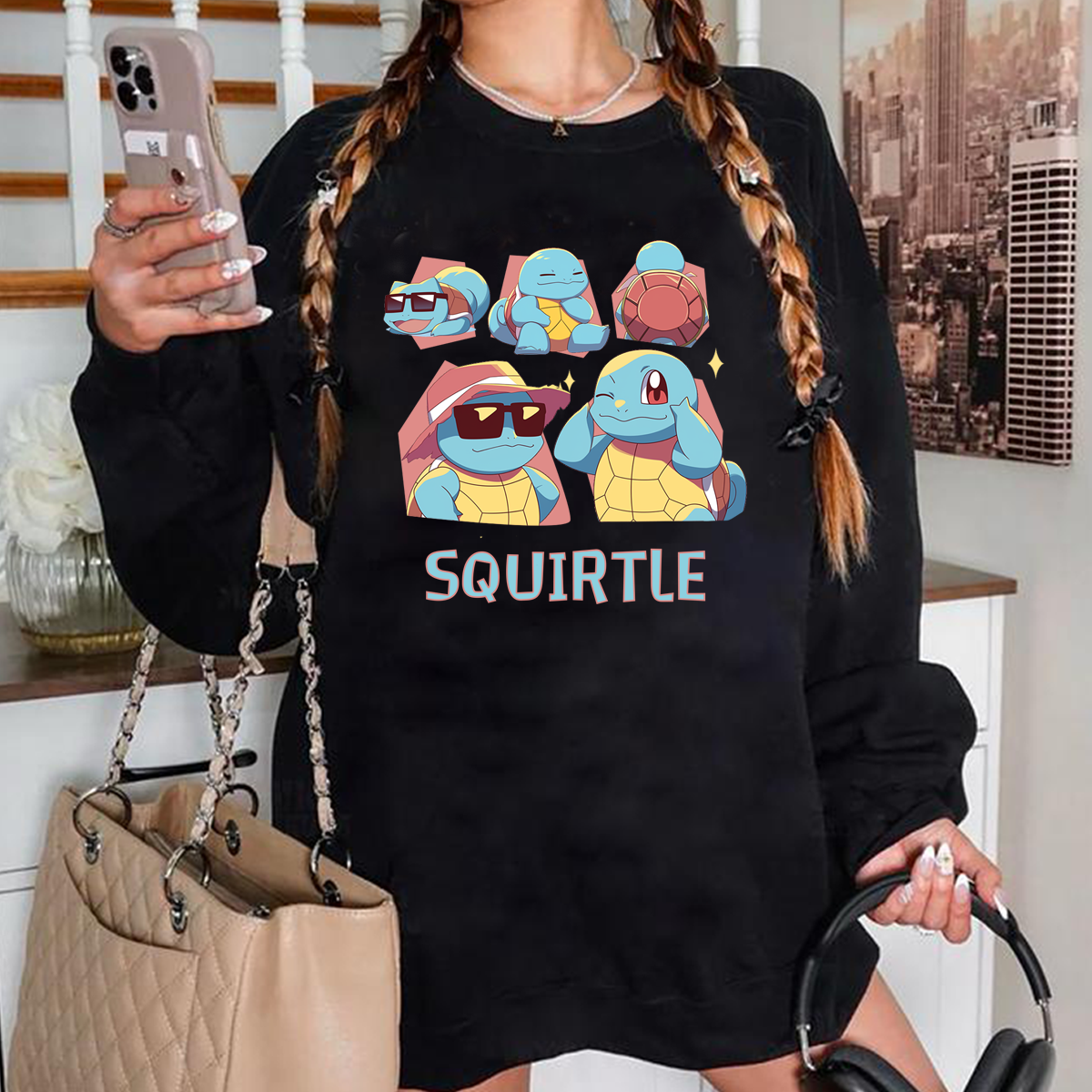 Cute Squirtle Pokémon Characters Anime Unisex T-Shirt,Crewneck,Hoodie,H-C-768