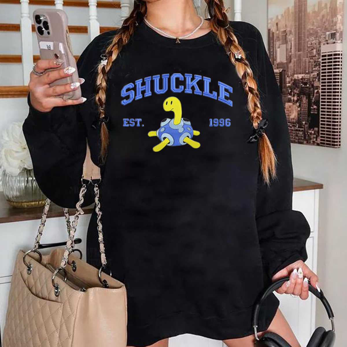 Shuckle Pokémon Characters Anime Embroidered Unisex T-Shirt,Crewneck,Hoodie,H-C-874