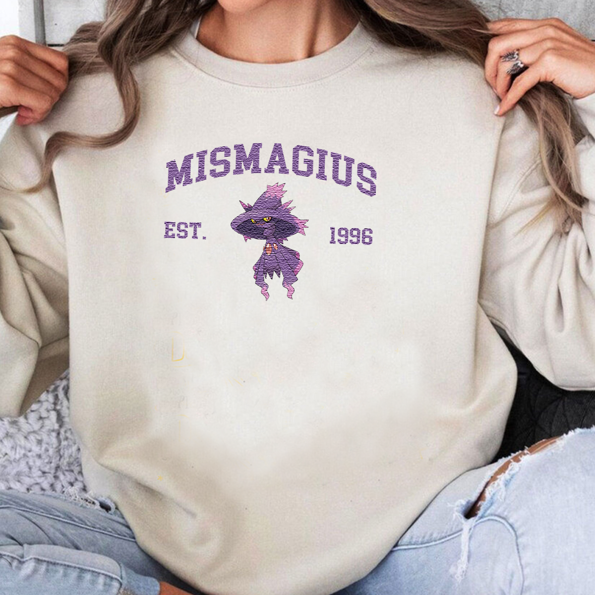 Mismagius Pokémon Anime Characters Embroidered Unisex T-Shirt,Crewneck,Hoodie For Gift,H-C-1115