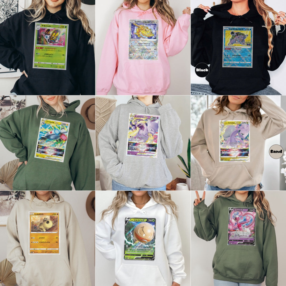 Personalized Pokémon Fabric Trading Card Y2 Patch Suture Unisex Hoodie,Perfect Gift for Fans Friends,P-H-06