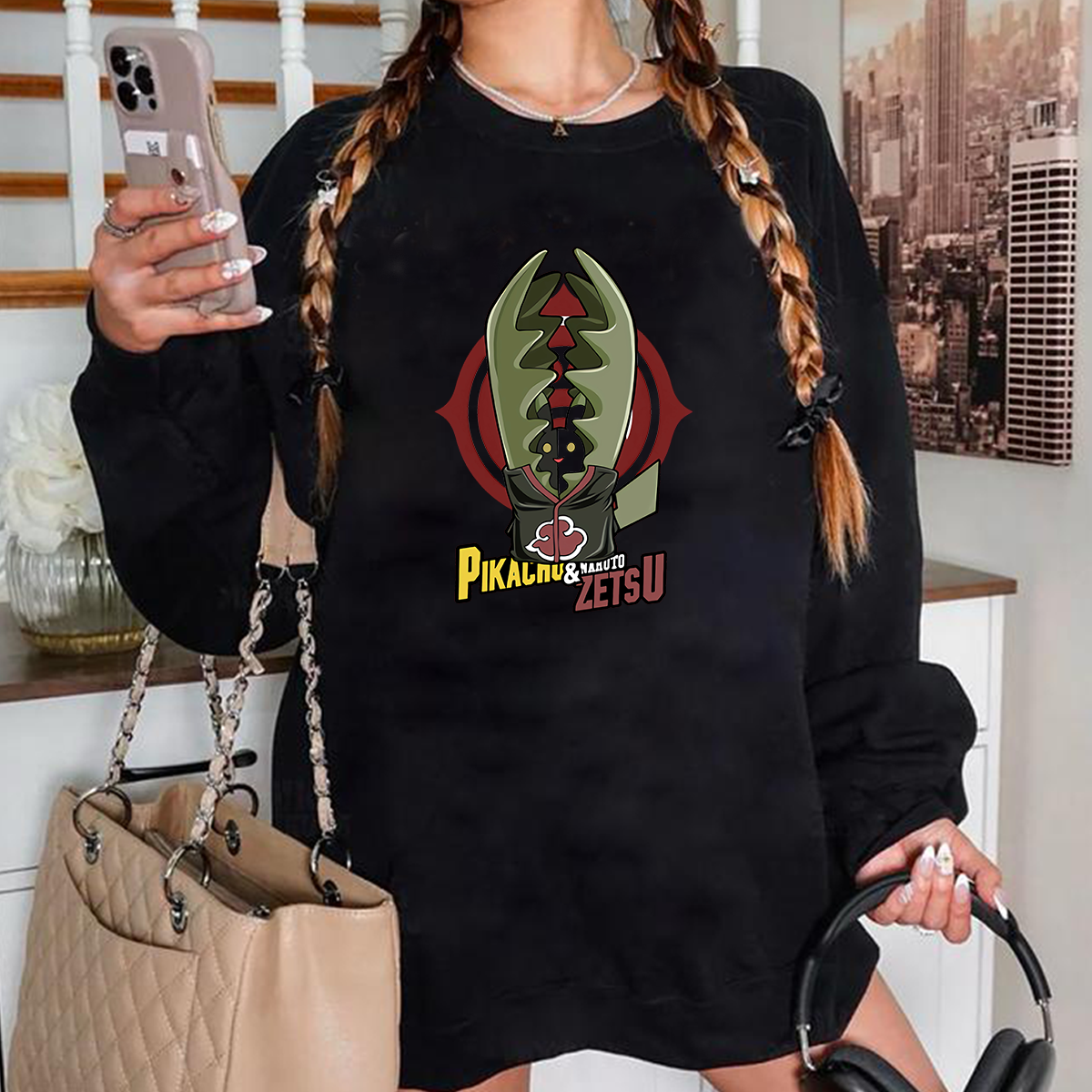 Pikachu And Naruto Zetsu T-Shirt,Crewneck,Hoodie,H-C-801