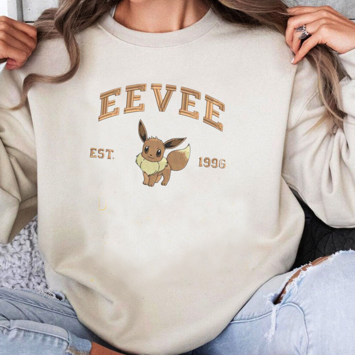 Eevee Pokémon Embroidered T-Shirt,Crewneck,Hoodie,A Perfect Gift For Pokémon Enthusiasts,H-C-719