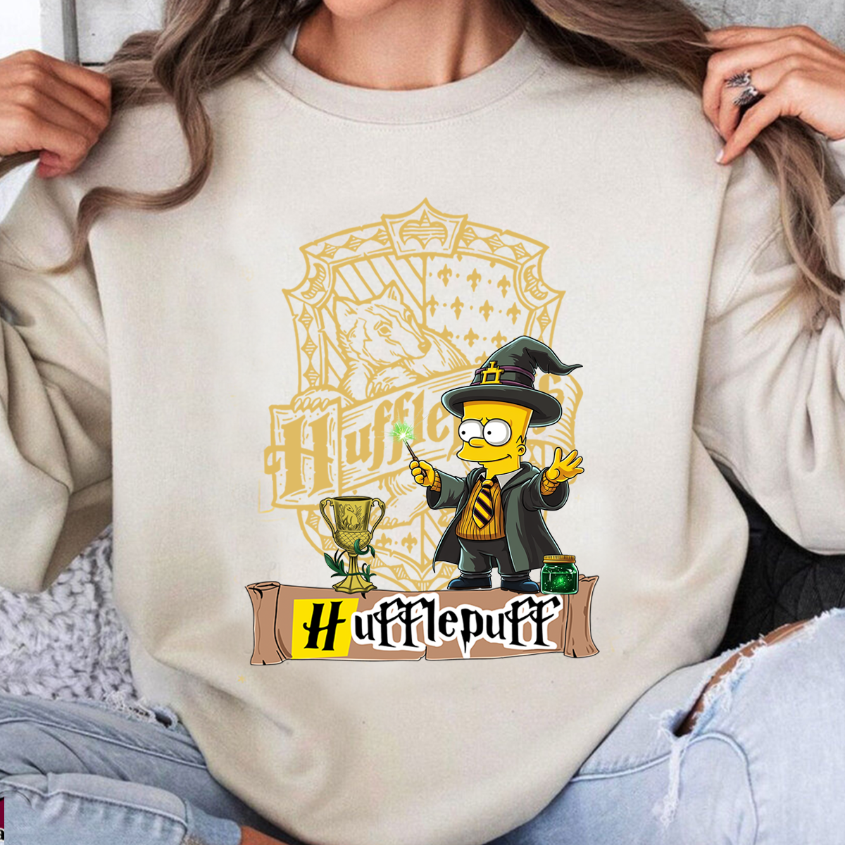 Rebellious Bart Simpson x Harry Potter Four House Collaboration T-Shirt,Crewneck,Hoodie,H-C-697