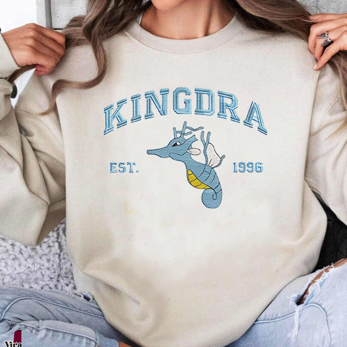 Kingdra Adorable Anime-Themed Embroidered T-Shirt,Crewneck,Hoodie-Trendy Versatile and a Thoughtful Gift for Friends,H-C-828