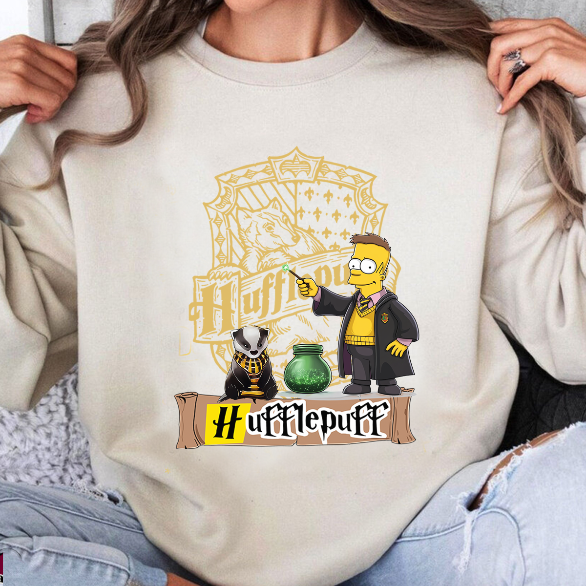 Mysterious The Simpsons x Harry Potter Four House Collaboration T-Shirt,Crewneck,Hoodie,H-C-696