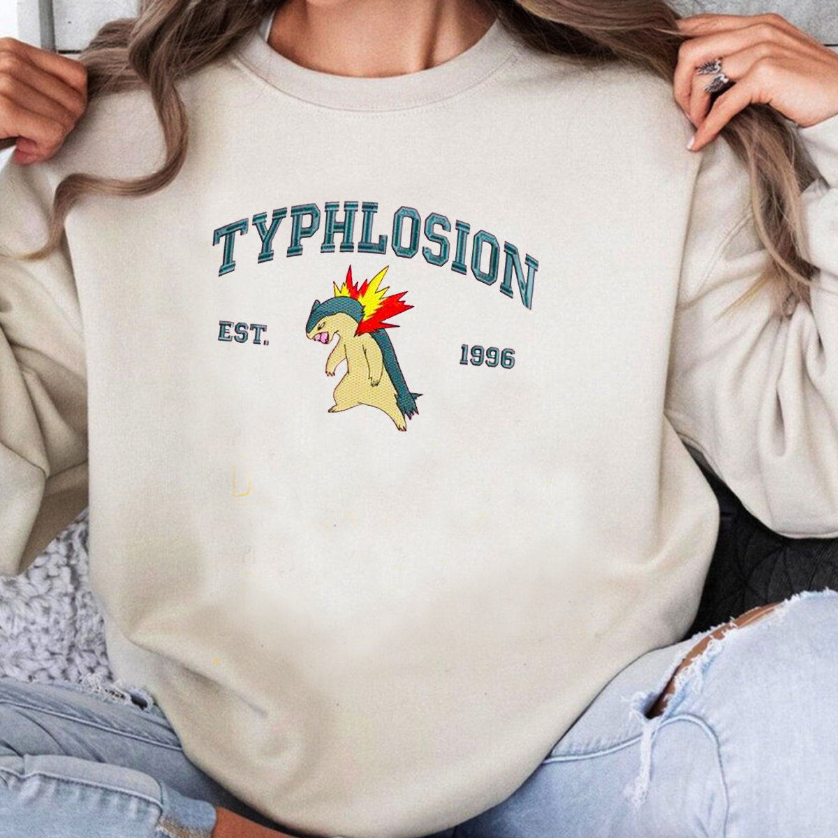 Typhlosion Pokémon Characters Embroidered Anime T-Shirt,Crewneck,Hoodie,Gift For Pokémon Lovers,H-C-729