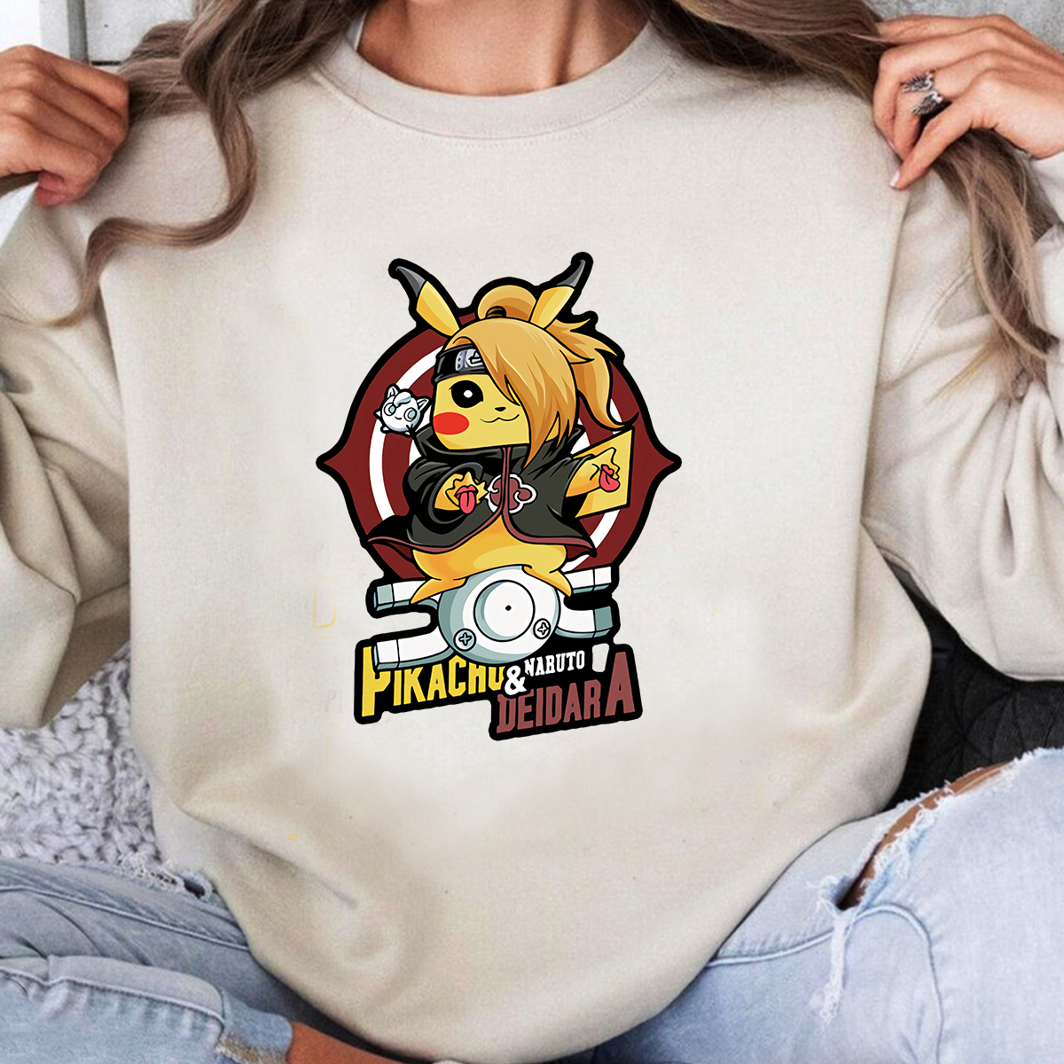 Pikachu And Naruto Deidara Pokémon Unisex T-Shirt,Crewneck,Hoodie,H-C-813