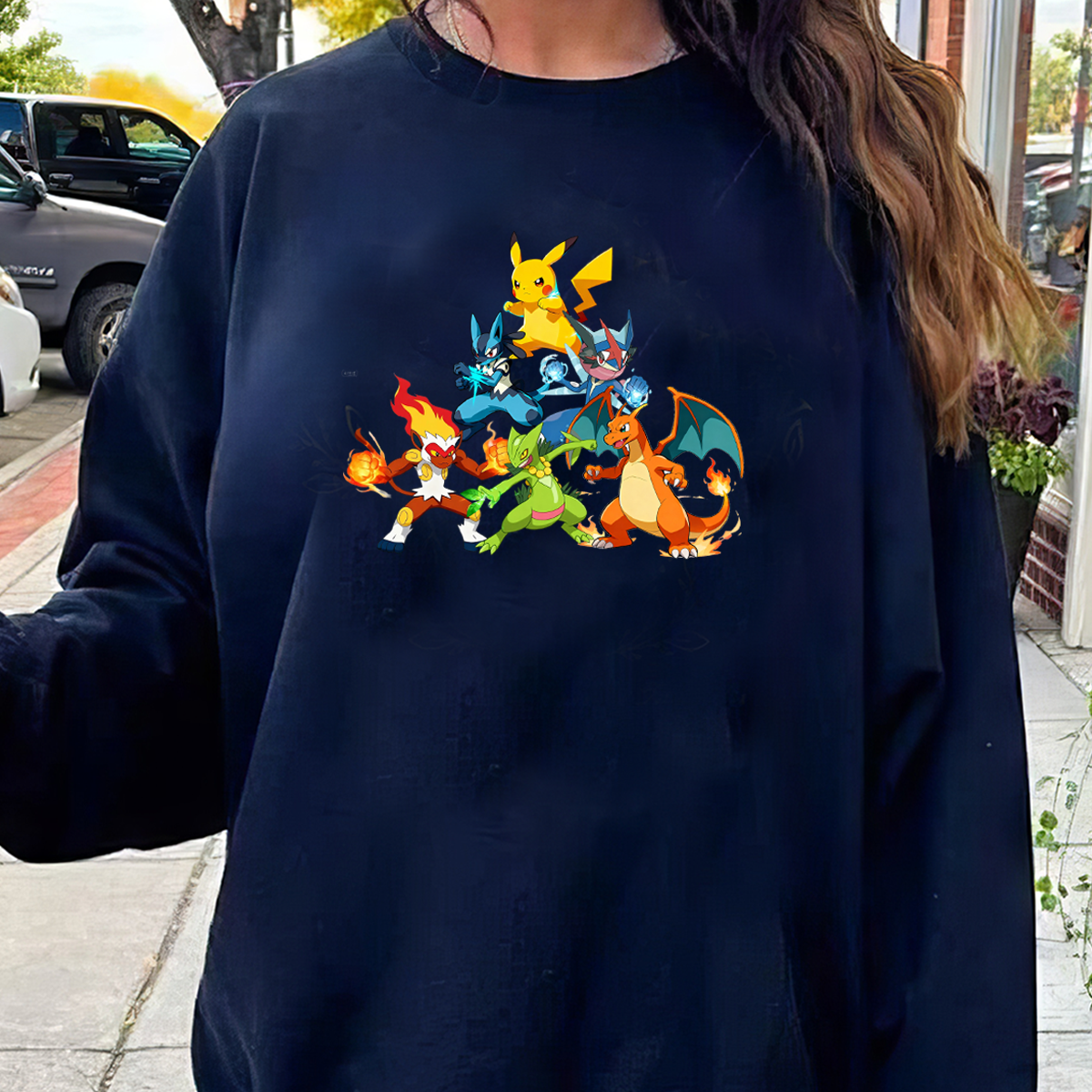 Pokémon Evolution Series Infernape Greninja Pikachu Charizard Sceptile Lucario Family Embroidered T-Shirt,Crewneck & Hoodie,H-C-1793