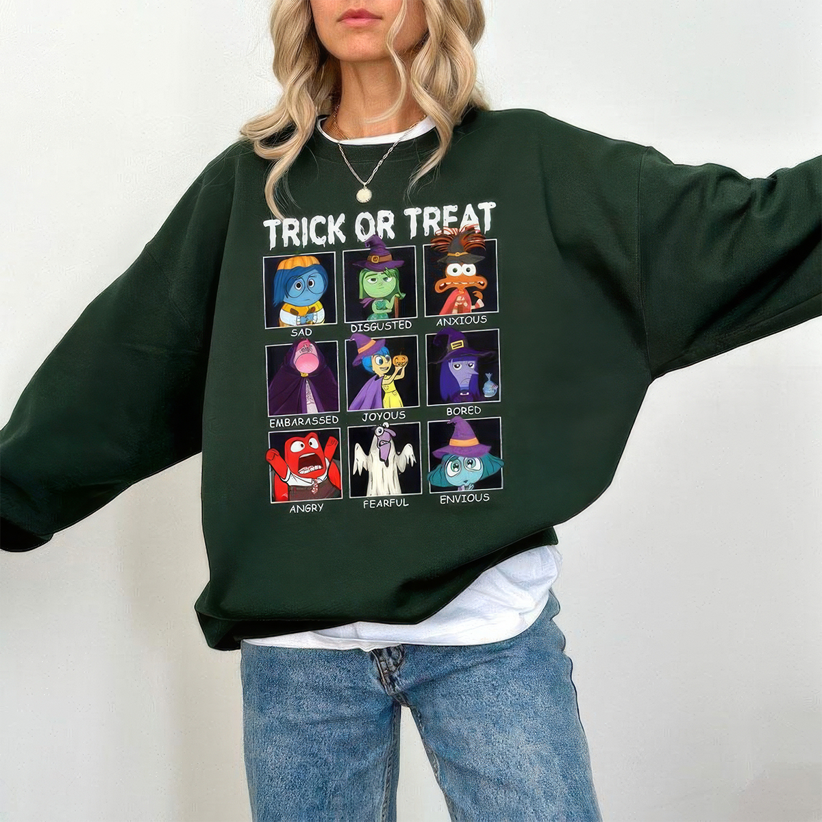 Trick Or Treat Halloween Inside Out Characters Emotions T-Shirt,Crewneck,Hoodie,TS-C-625