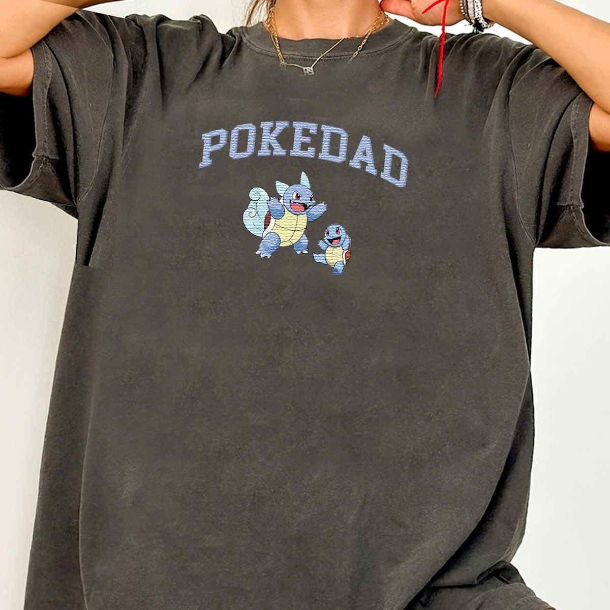 POKEMDAD Squirtle Anime Characters Embroidered Unisex T-Shirt,Crewneck,Hoodie For Gift,H-C-1637