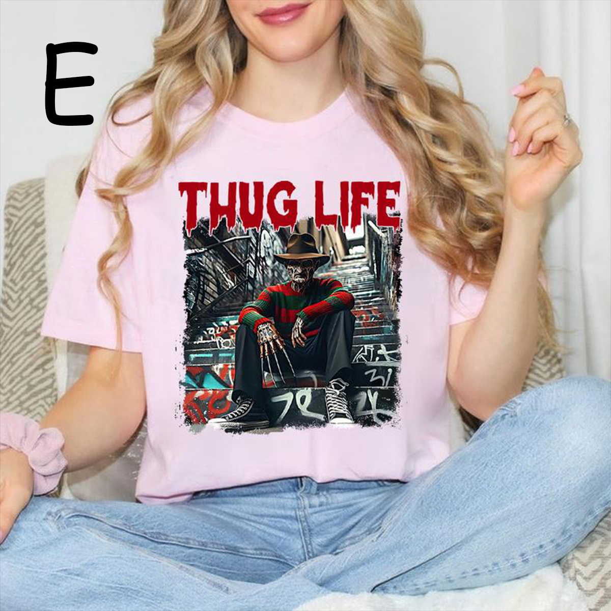 Sweat à capuche avec personnages d'horreur d'Halloween THUG LIFE, TS-C-103