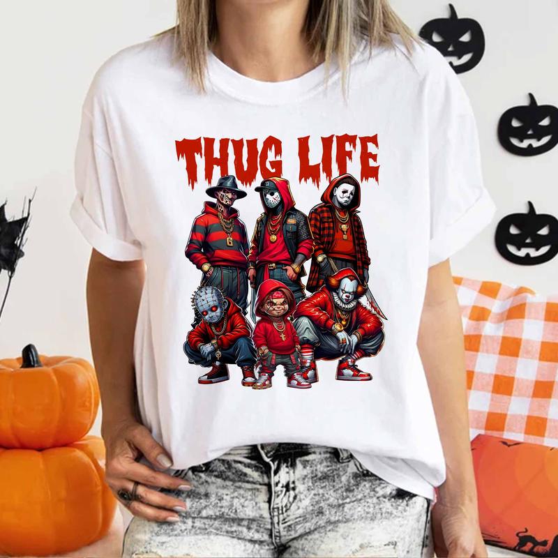 Sweat à capuche avec personnages d'horreur d'Halloween THUG LIFE, TS-C-103