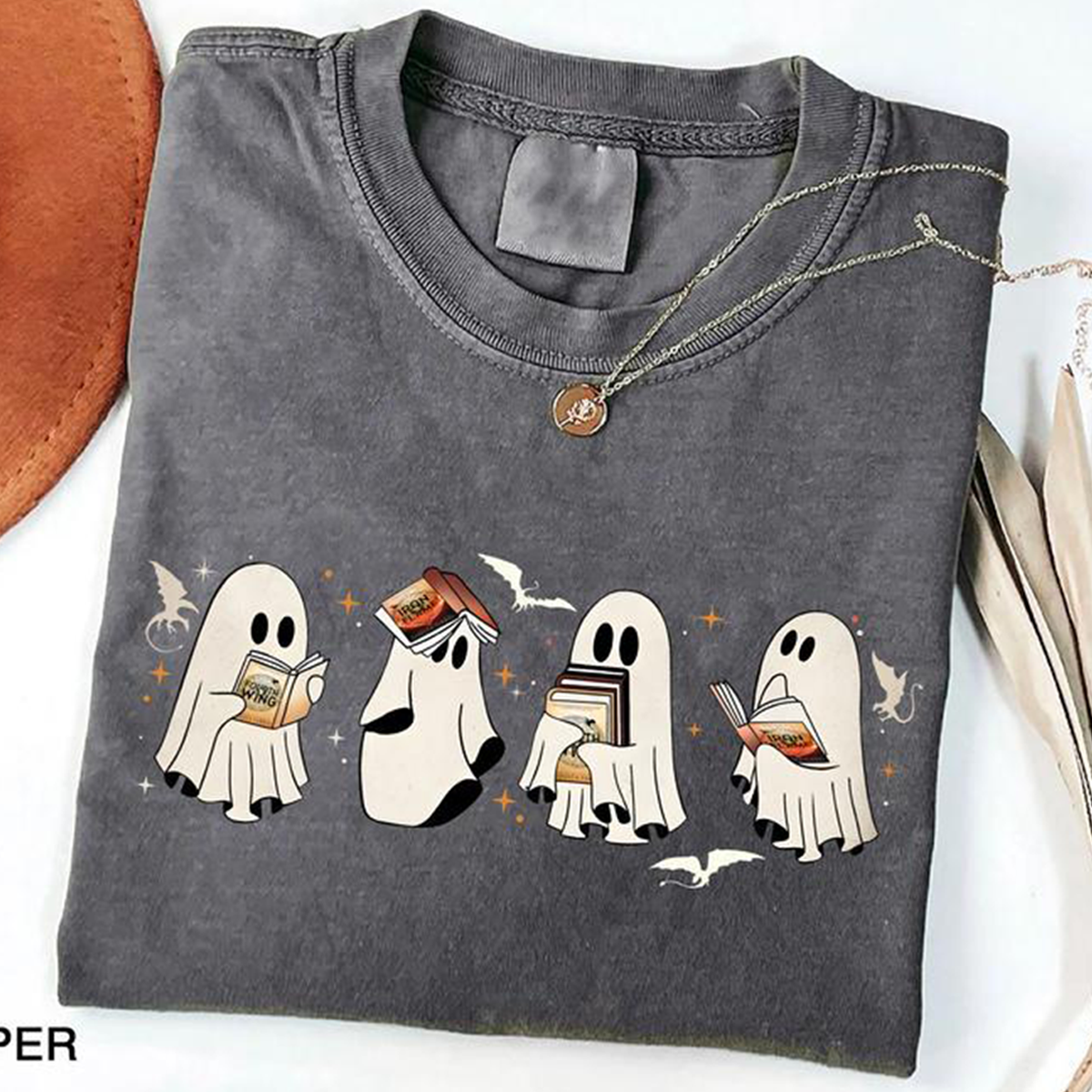 Cute Ghost Book Dragon Halloween T-shirt,Crewneck,Hoodie,Gift For Book Lovers,TS-C-497