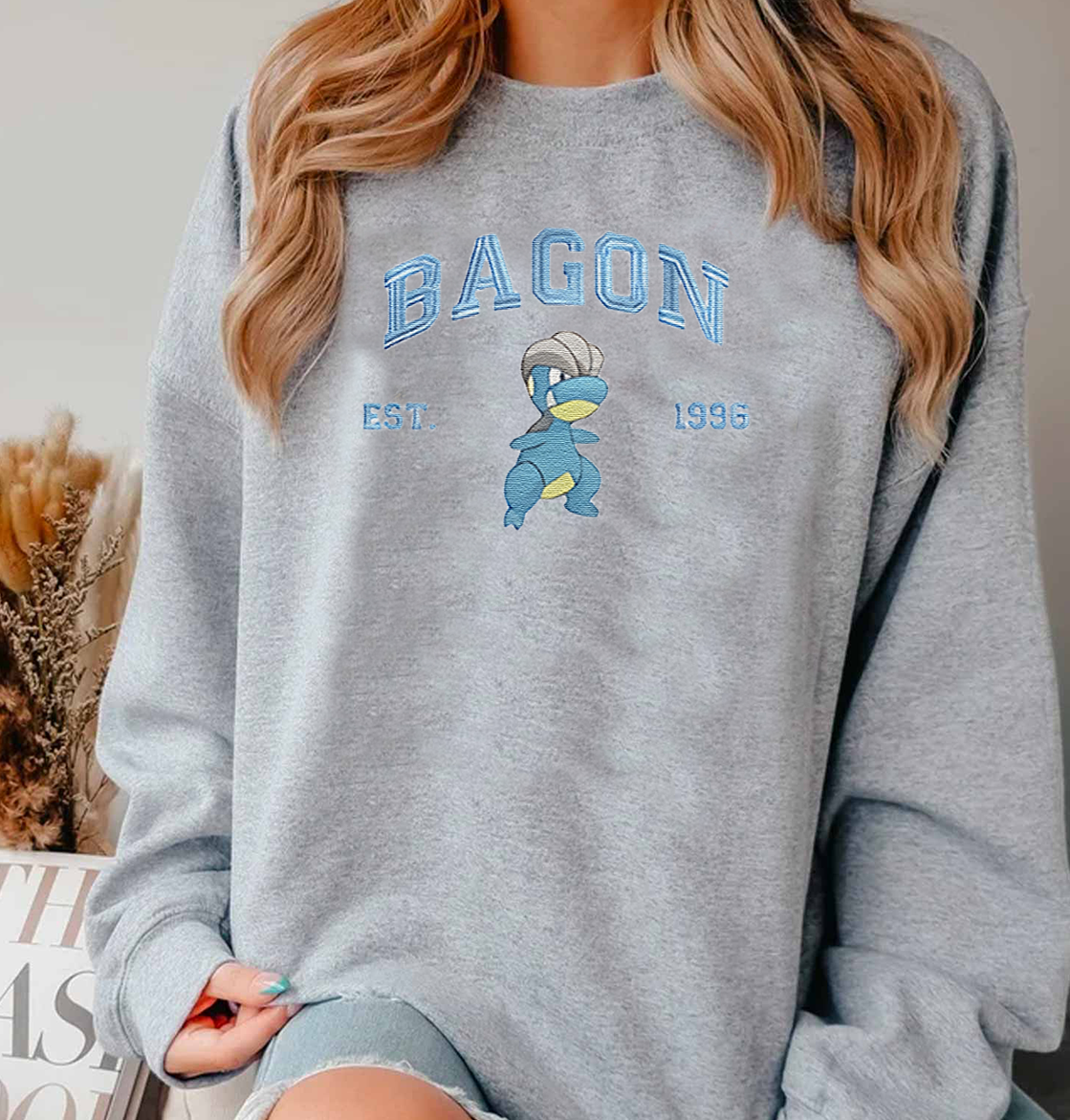 Bagon Adorable Anime-Themed Embroidered T-Shirt,Crewneck,Hoodie-Trendy Versatile and a Thoughtful Gift for Friends,H-C-822