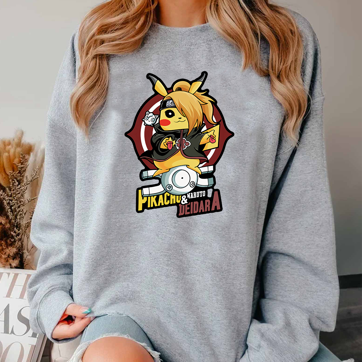 Pikachu And Naruto Deidara Unisex T-Shirt,Crewneck,Hoodie,H-C-813