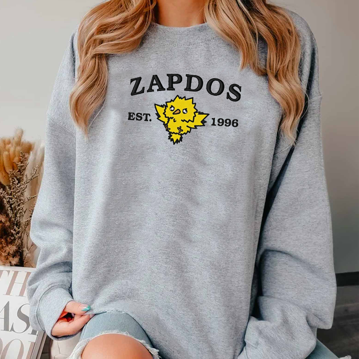Zapdos-Q. Adorable Anime-Themed Embroidered T-Shirt,Crewneck,Hoodie-Trendy Versatile and a Thoughtful Gift for Friends,H-C-989