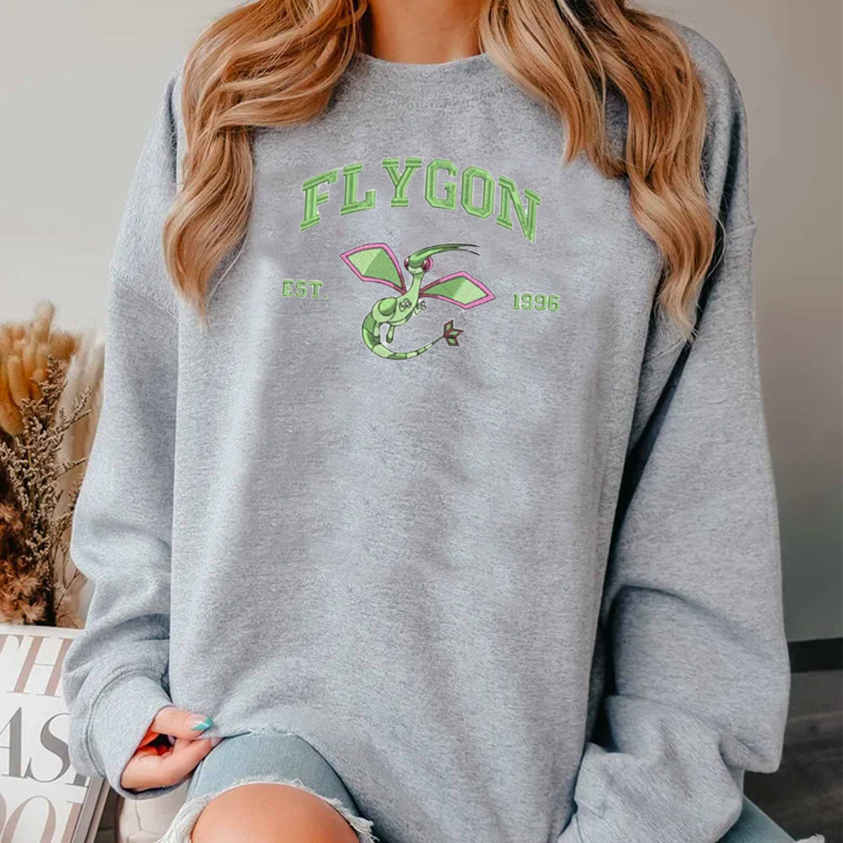 Flygon Est.1996 Pokémon Anime Characters Embroidered Unisex T-Shirt,Crewneck,Hoodie For Gift,H-C-1020