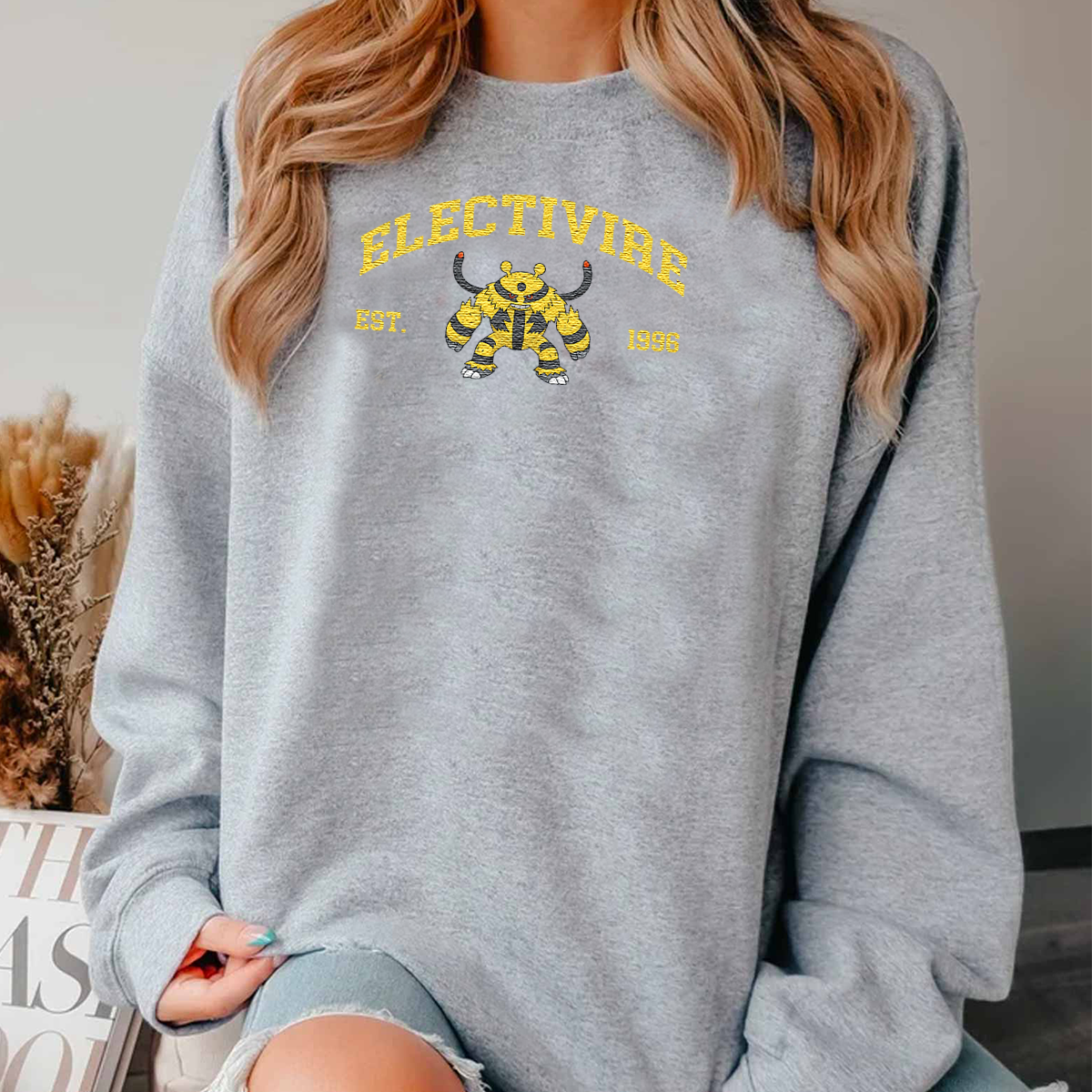 Electivire Adorable Anime-Themed Embroidered T-Shirt,Crewneck,Hoodie-Trendy Versatile and a Thoughtful Gift for Friends,H-C-1141