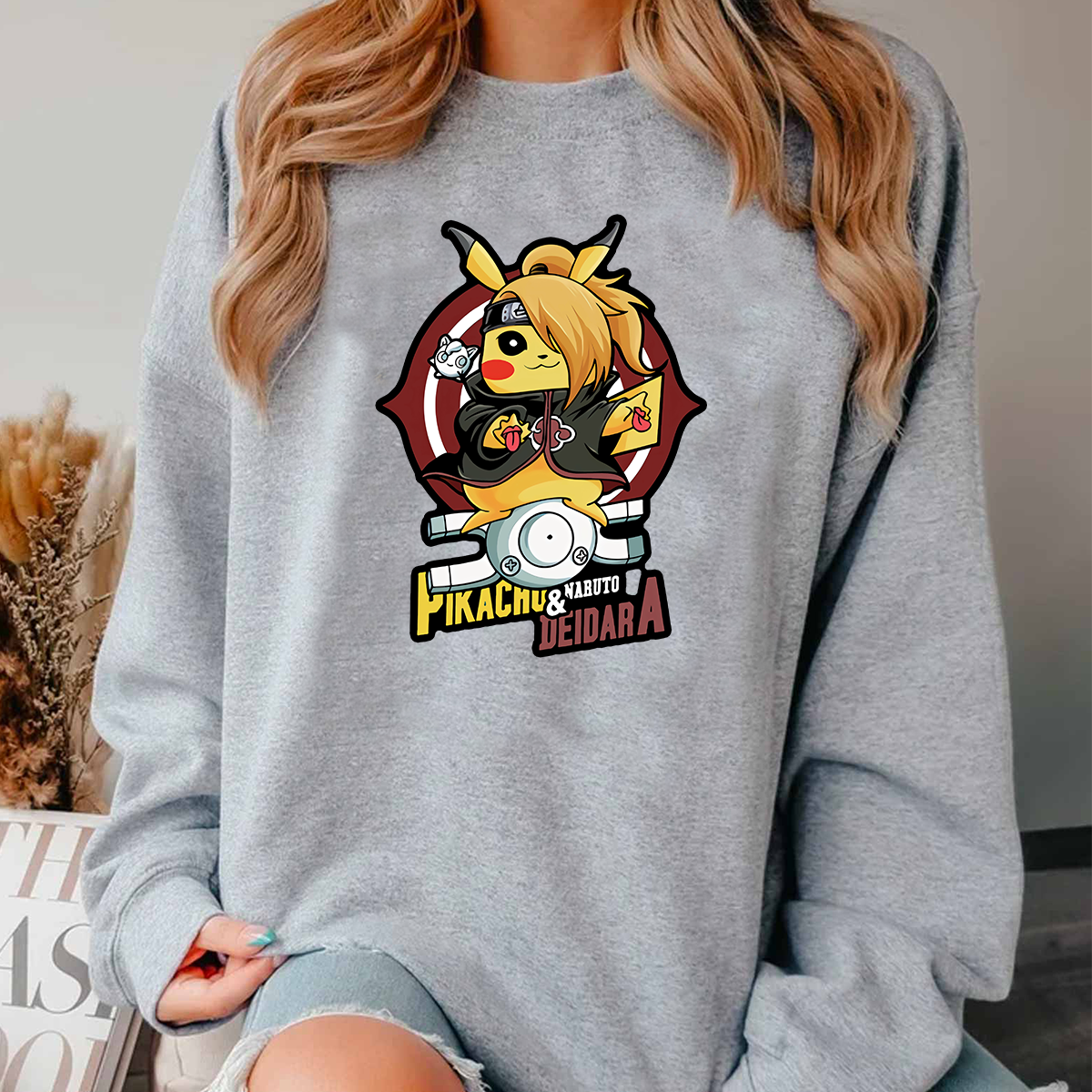 Pikachu And Naruto Deidara Pokémon Unisex T-Shirt,Crewneck,Hoodie,H-C-813