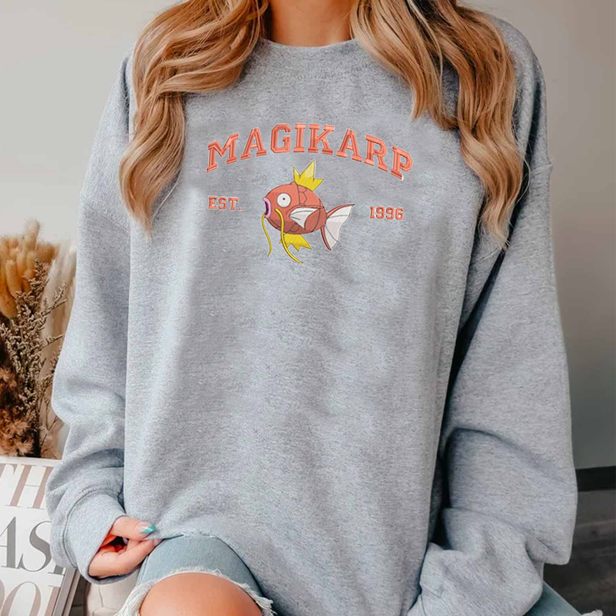 Magikarp Pokémon Characters Anime Embroidered Unisex T-Shirt,Crewneck,Hoodie,H-C-898