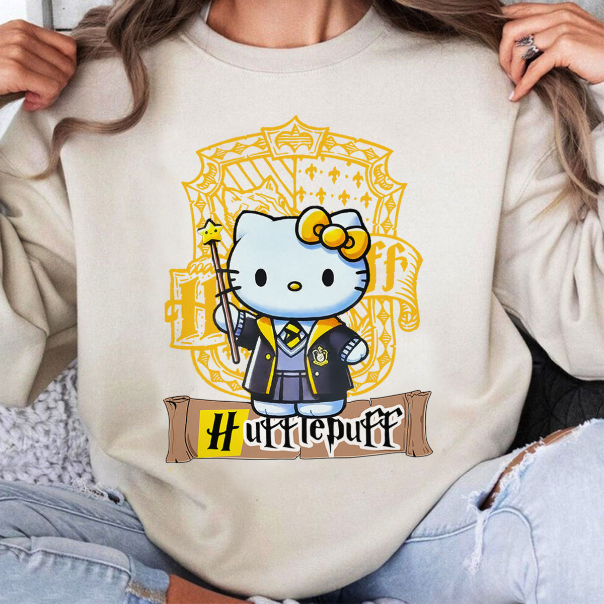 Cute Hello Kitty × Harry Potter Four Houses Collaboration T-Shirt,Crewneck,Hoodie,Gift for Loyal Fans,TS-C-666