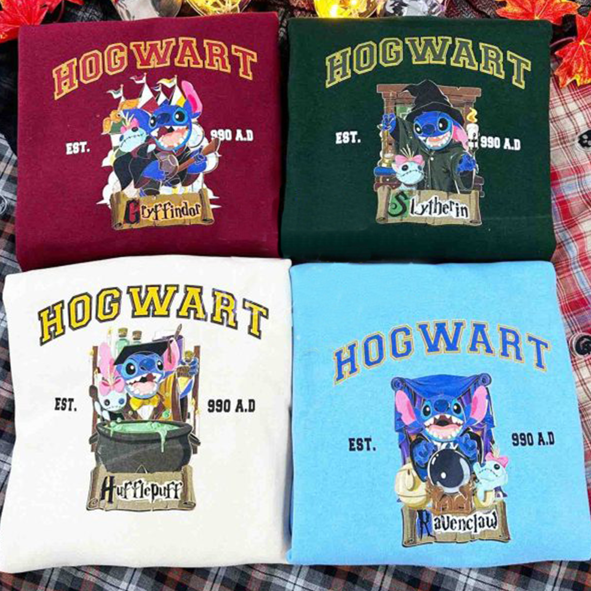 Sweat à capuche Stitch Harry Potter Les quatre maisons de Poudlard, HC-107