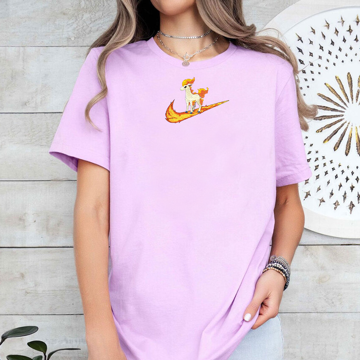 Ponyta Adorable Anime-Themed Embroidered T-Shirt,Crewneck,Hoodie-Trendy Versatile and a Thoughtful Gift for Friends,H-C-1302