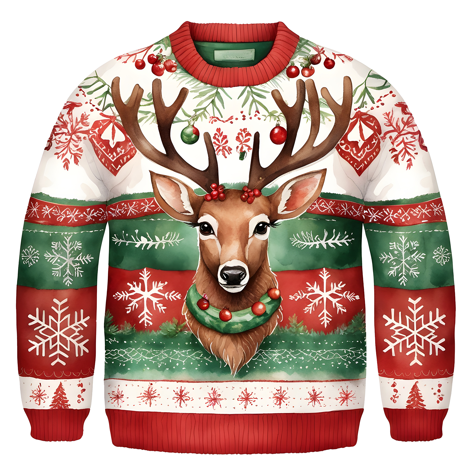 Cheerful Reindeer Colorful Ugly Christmas Sweater,Adorable Holiday Edition,TS-C-687