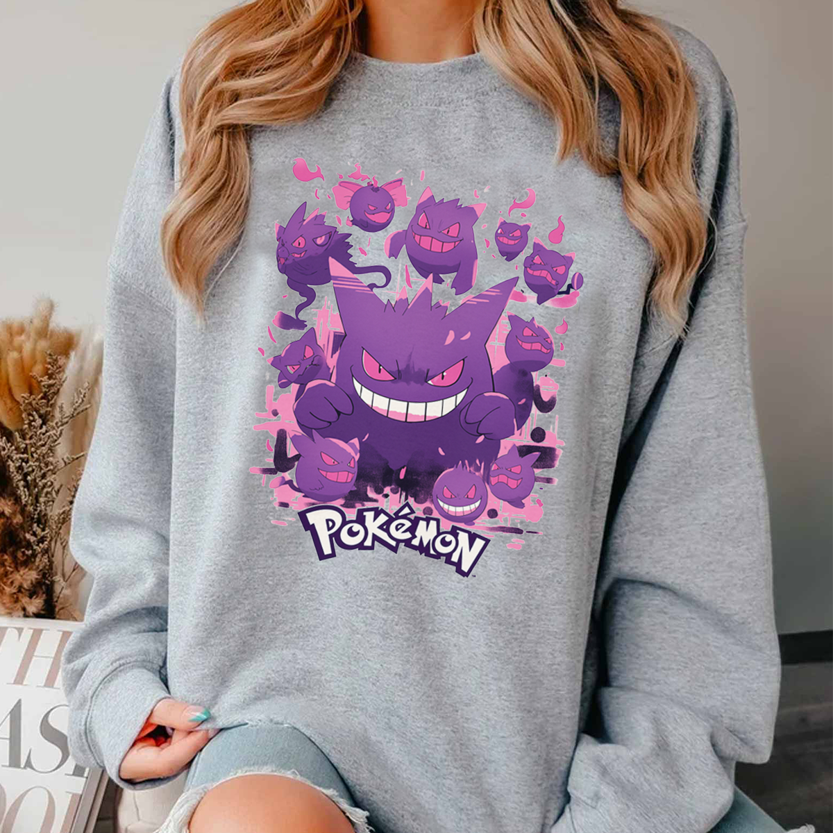 Playful And Mischievous Gengar Pokémon Characters Anime Unisex T-Shirt,Crewneck,Hoodie,H-C-770