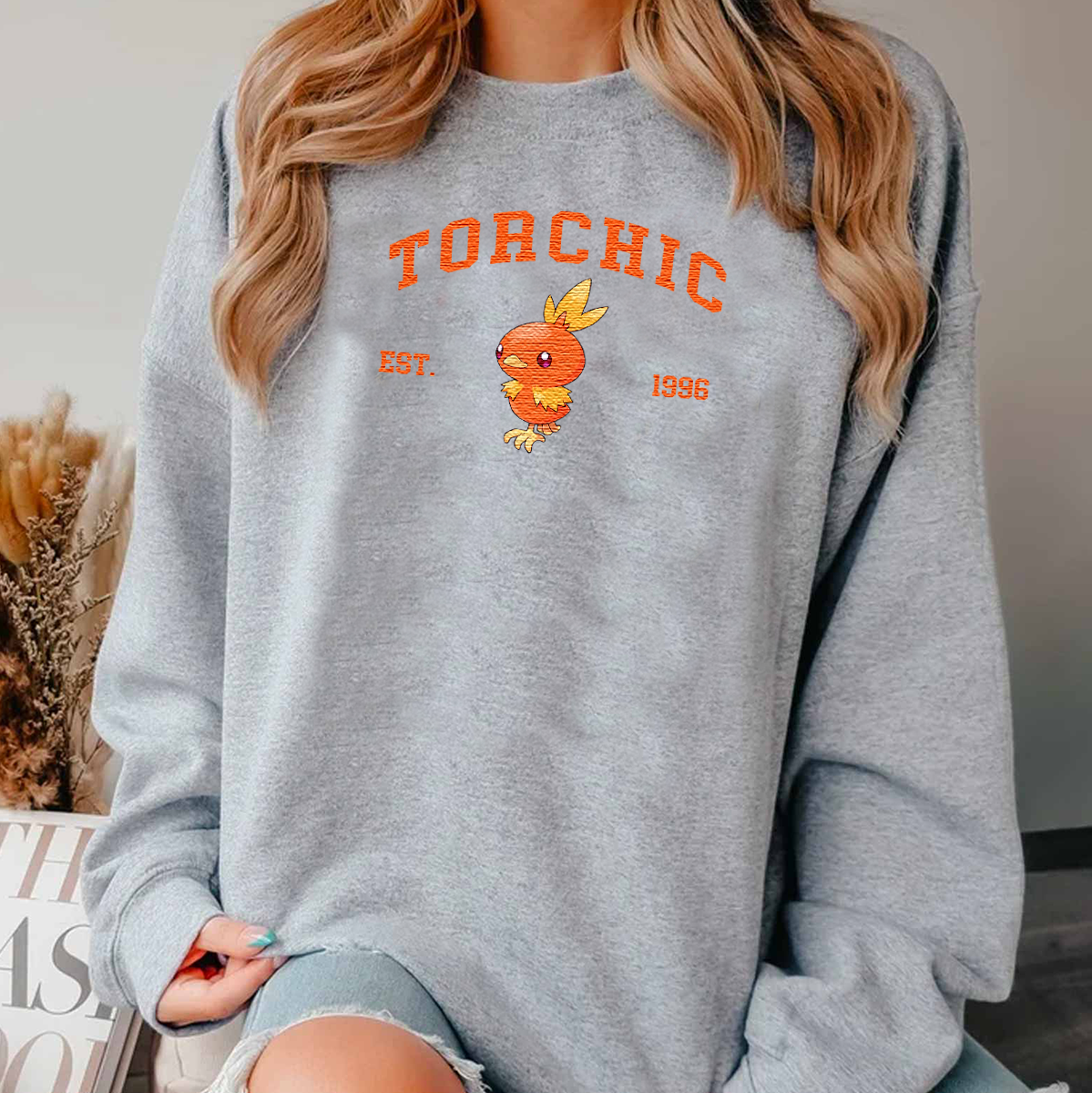 Torchic Pokémon Characters Anime Embroidered Unisex T-Shirt,Crewneck,Hoodie,H-C-897