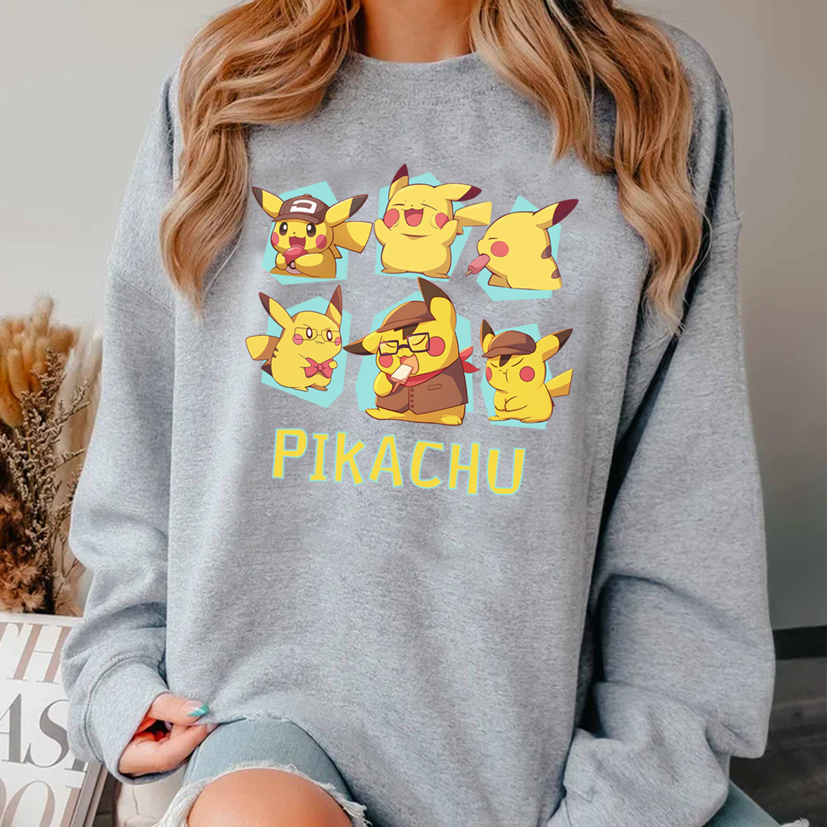 Cute Pikachu Pokémon Characters Anime Unisex T-Shirt,Crewneck,Hoodie,H-C-769