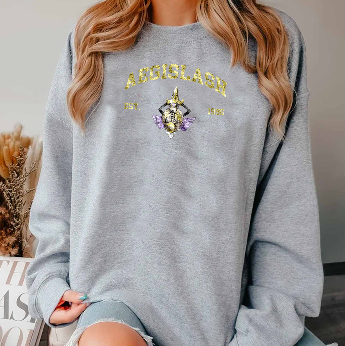 Aegislash Adorable Anime-Themed Embroidered T-Shirt,Crewneck,Hoodie-Trendy Versatile and a Thoughtful Gift for Friends,H-C-1029