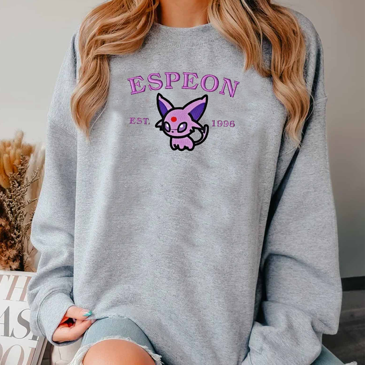 Espeon Pokémon Anime Characters Embroidered Unisex T-Shirt,Crewneck,Hoodie,H-C-921