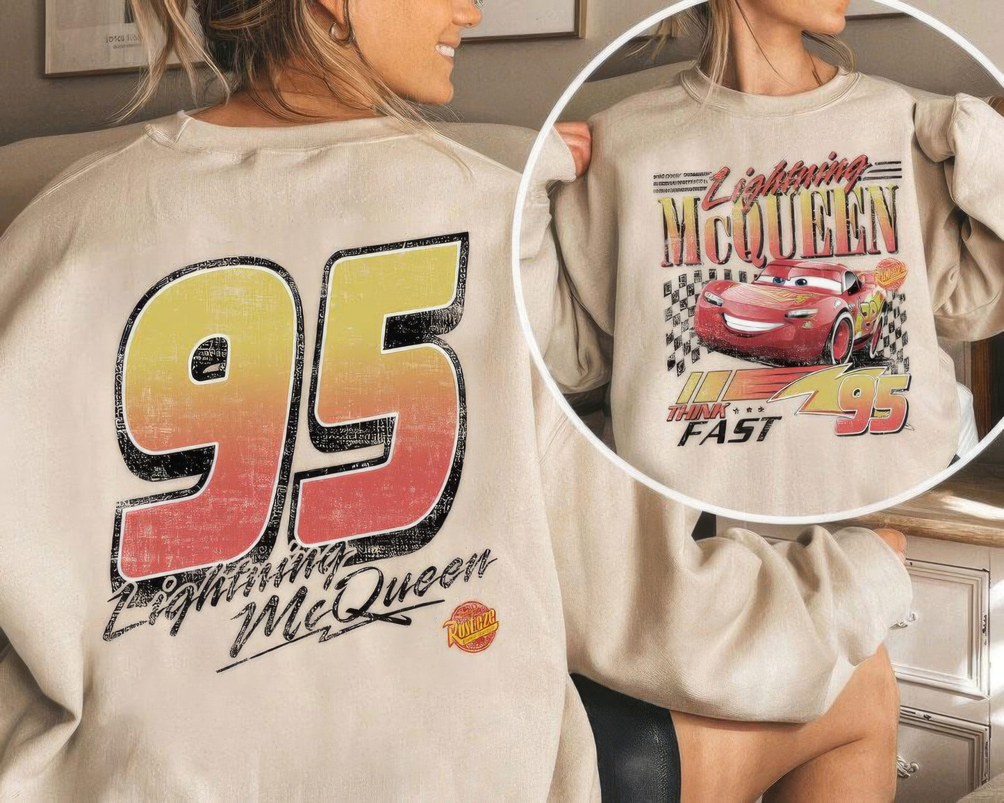 Vintage Lighting McQueen Cars Movie T-Shirt,Crewneck,Hoodie,TS-C-586