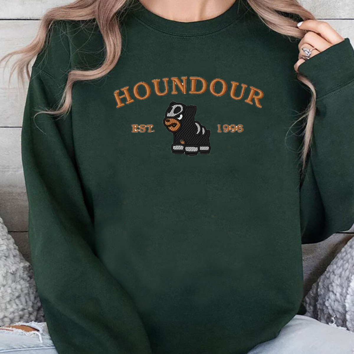 Houndour-Q. Adorable Anime-Themed Embroidered T-Shirt,Crewneck,Hoodie-Trendy Versatile and a Thoughtful Gift for Friends,H-C-960
