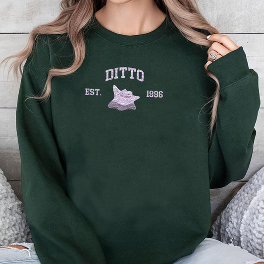 Ditto Adorable Anime-Themed Embroidered T-Shirt,Crewneck,Hoodie-Trendy Versatile and a Thoughtful Gift for Friends,H-C-1221