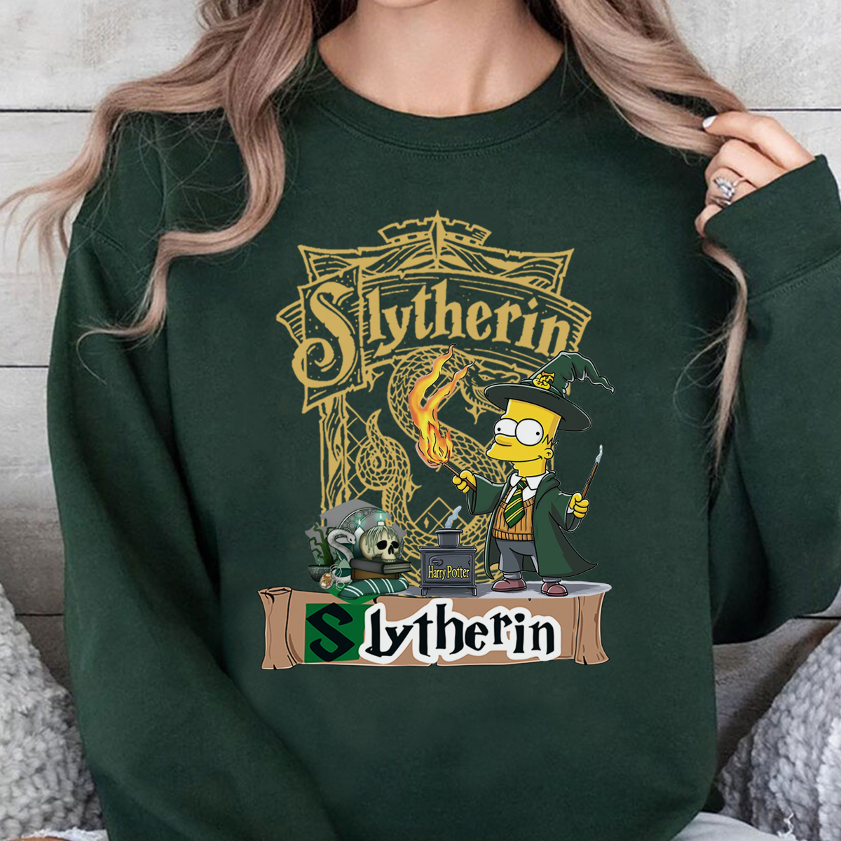 Rebellious Bart Simpson x Harry Potter Four House Collaboration T-Shirt,Crewneck,Hoodie,H-C-697