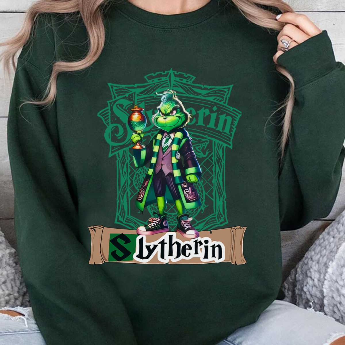 Funny Grinch × Harry Potter Four Houses Collaboration T-Shirt,Crewneck,Hoodie,Gift for Loyal Fans,TS-C-667