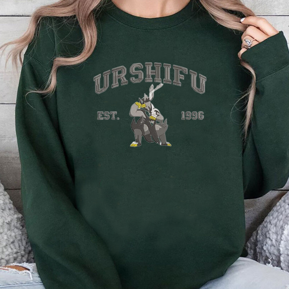 Urshifu Adorable Anime-Themed Embroidered T-Shirt,Crewneck,Hoodie-Trendy Versatile and a Thoughtful Gift for Friends,H-C-843
