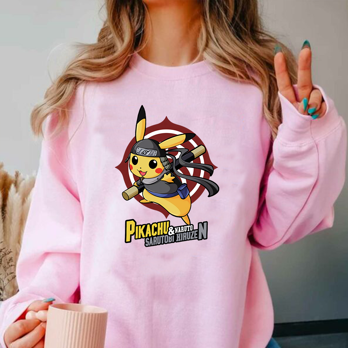 Pikachu And Naruto Sarutobi Hiruzen Unisex T-Shirt,Crewneck,Hoodie,H-C-812