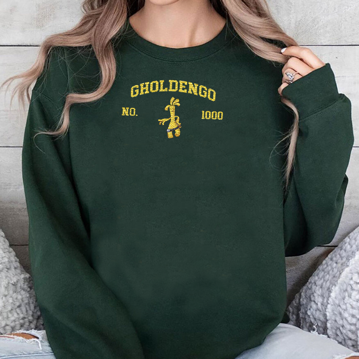 Gholdengo Anime Characters Embroidered Unisex T-Shirt,Crewneck,Hoodie For Gift,H-C-1319