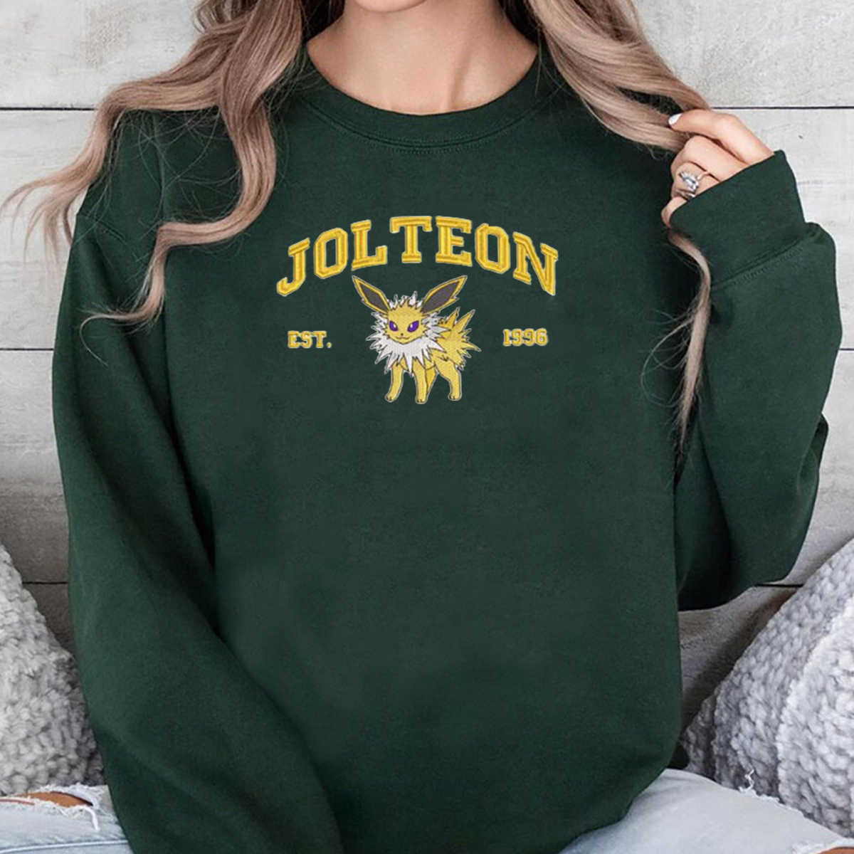 Jolteon Est.1996 Pokémon Anime Characters Embroidered Unisex T-Shirt,Crewneck,Hoodie For Gift,H-C-1022