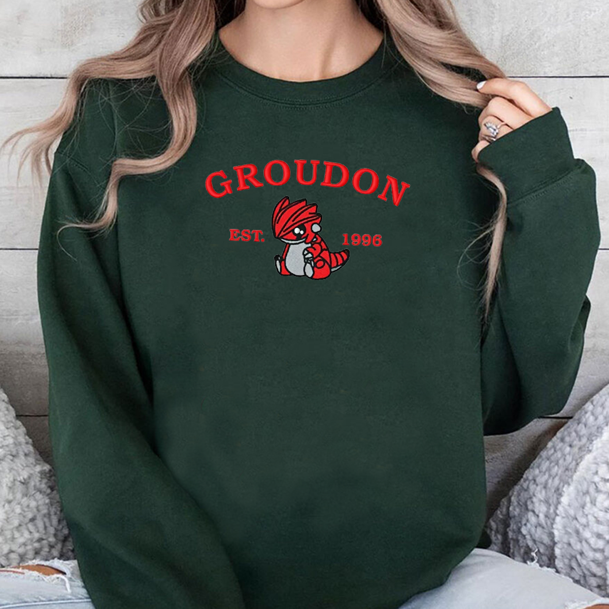 Groudon Pokémon Anime Characters Embroidered Unisex T-Shirt,Crewneck,Hoodie For Gift,H-C-985