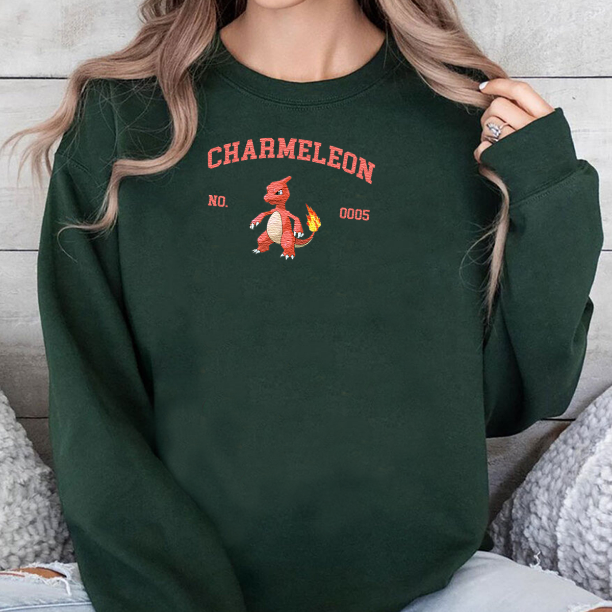 Charmeleon Adorable Anime-Themed Embroidered T-Shirt,Crewneck,Hoodie-Trendy Versatile and a Thoughtful Gift for Friends,H-C-1231