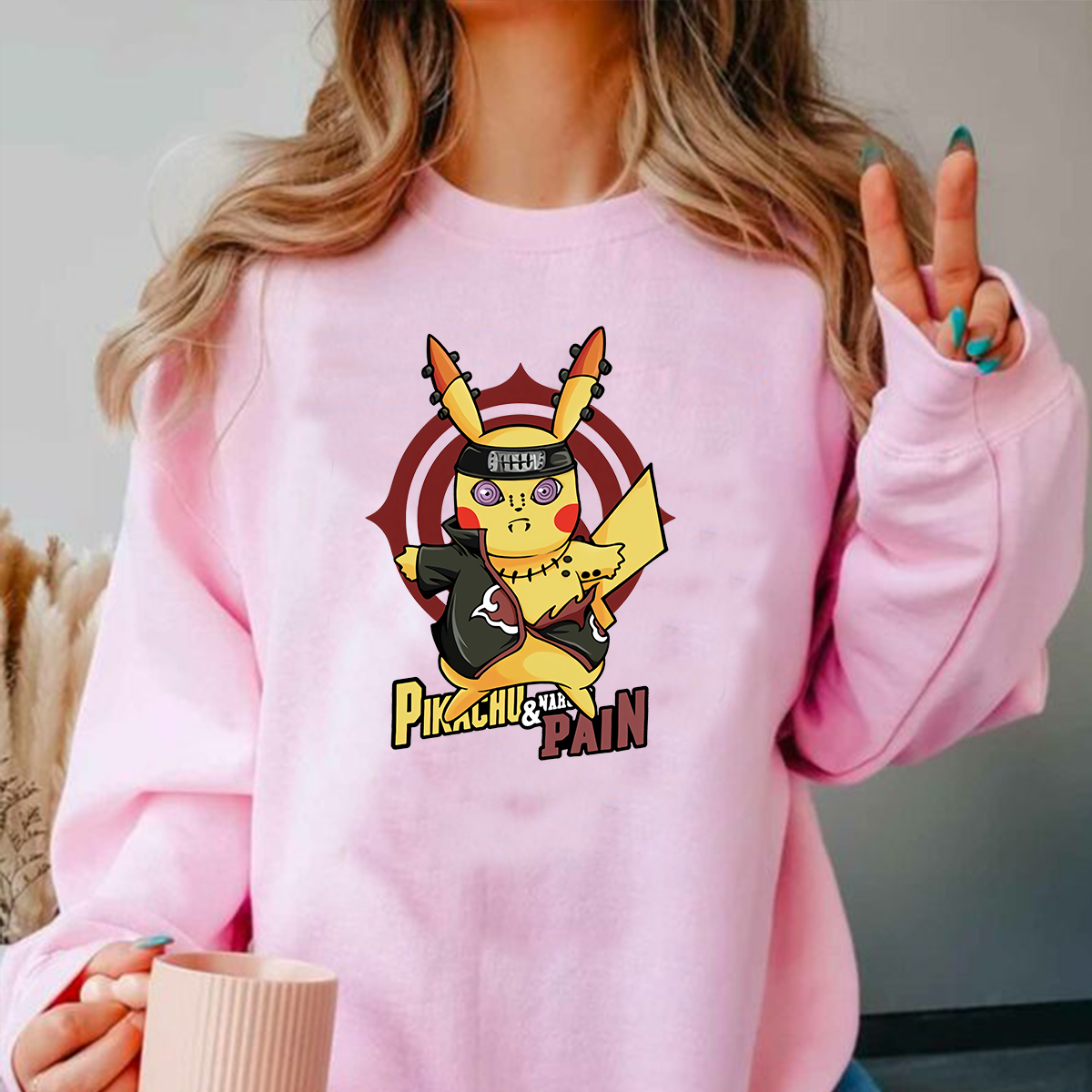 Pikachu And Naruto Pain Anime Unisex T-Shirt,Crewneck,Hoodie,H-C-802