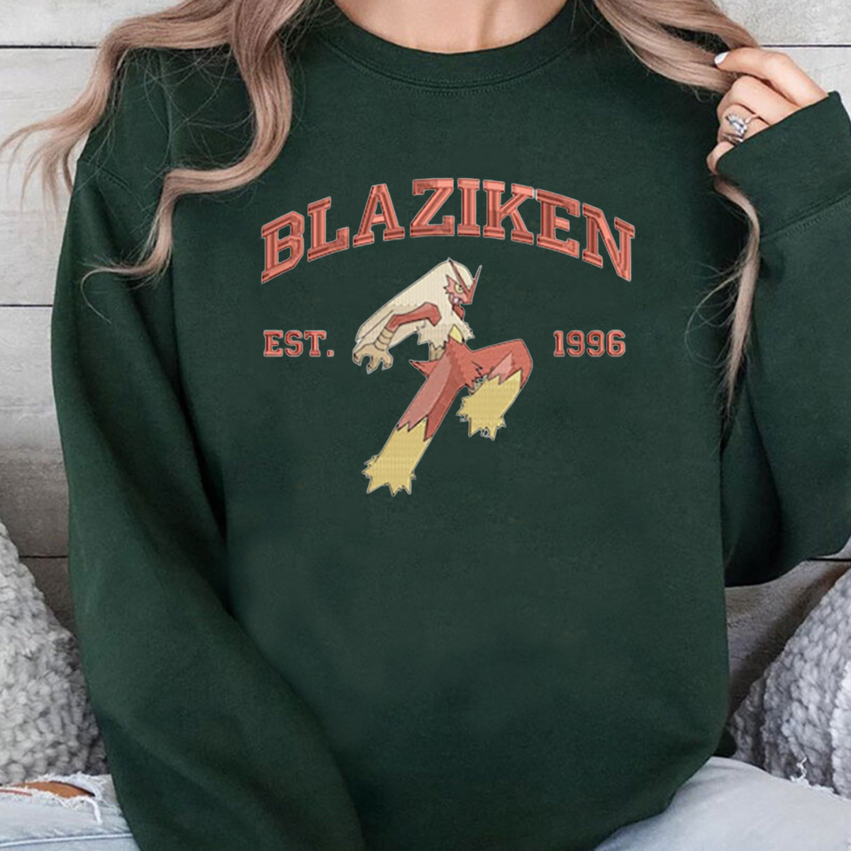 Blaziken Adorable Anime-Themed Embroidered T-Shirt,Crewneck,Hoodie-Trendy Versatile and a Thoughtful Gift for Friends,H-C-866
