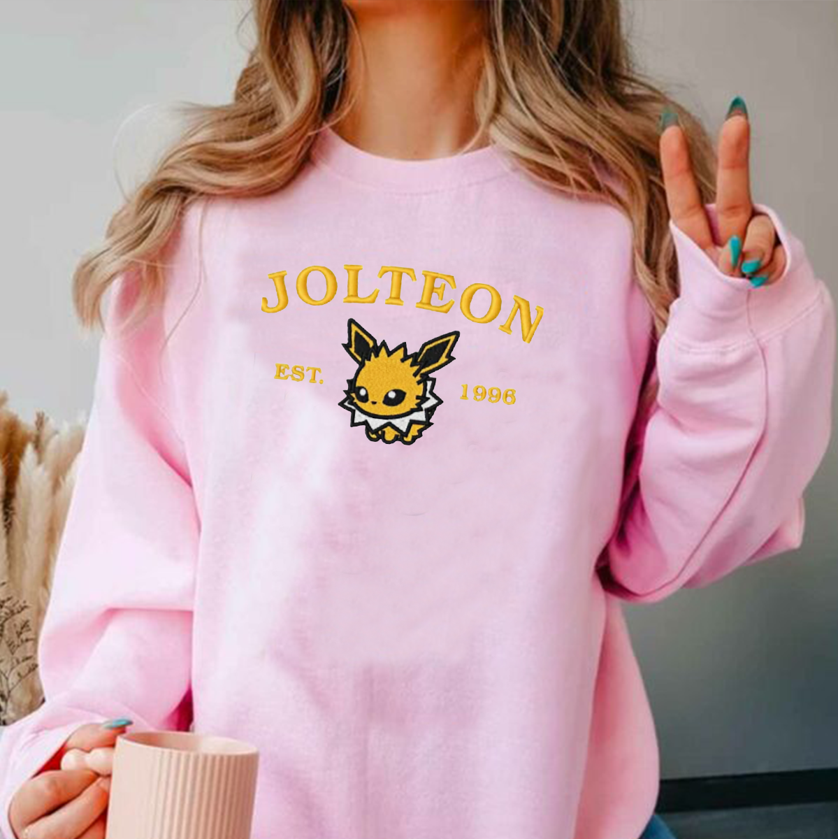 Jolteon Pokémon Anime Characters Embroidered Unisex T-Shirt,Crewneck,Hoodie For Gift,H-C-990